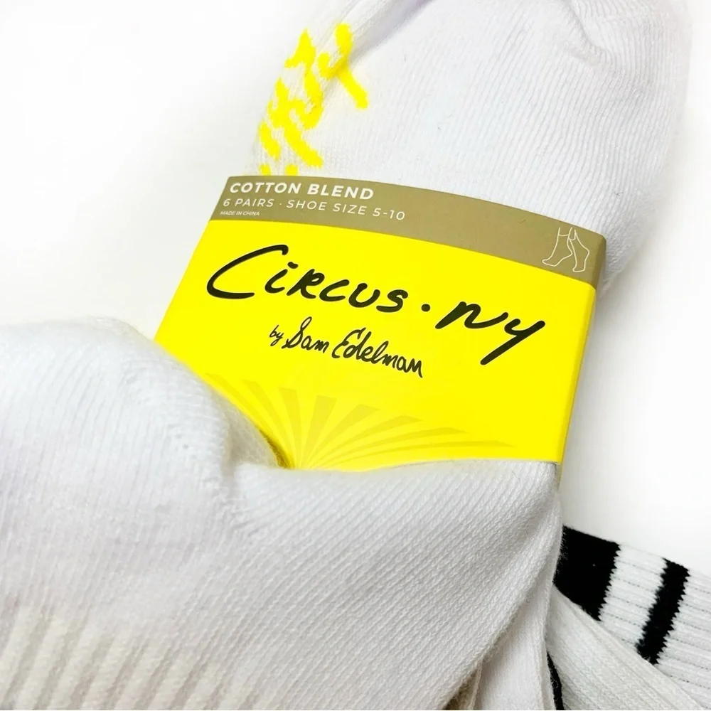NWT Circus by Sam Edelman 5-Pack Crew Socks | Tennis Style | Cotton Blend